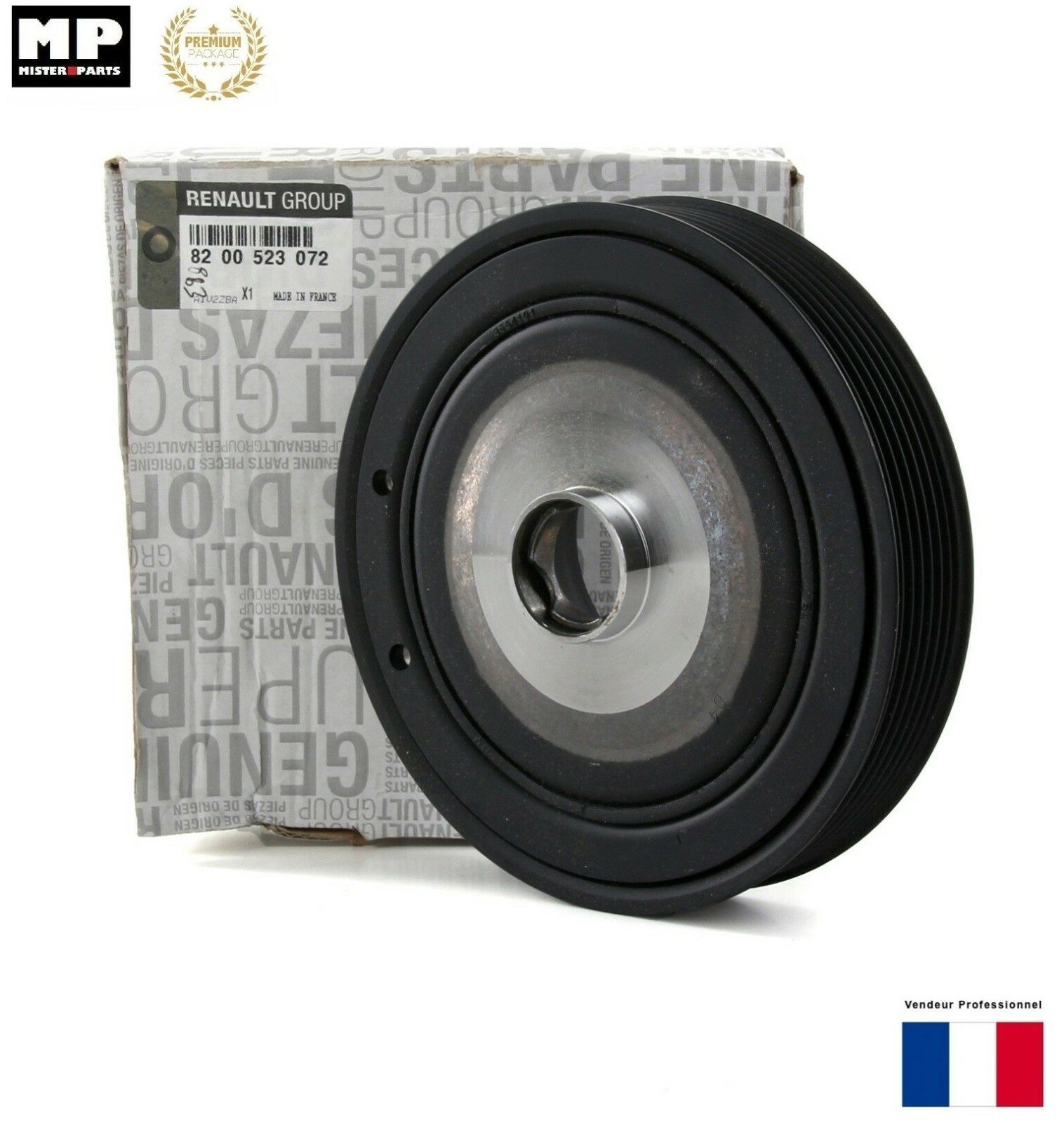 Poulie damper originale Renault 8200523072 pour moteurs dCi de Megane et Scenic