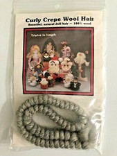 ALL COOPED UP designs GRAY curly crepe 100 wool hair 12 inch length NEW