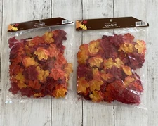 2 Sets Of 300 Maple Leaf Fall Autumn Leaves Thanksgiving Confetti 1.5” New