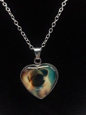 Heart-Shaped Pug Dog Crystal Pendant Necklace Holiday Birthday Gift New