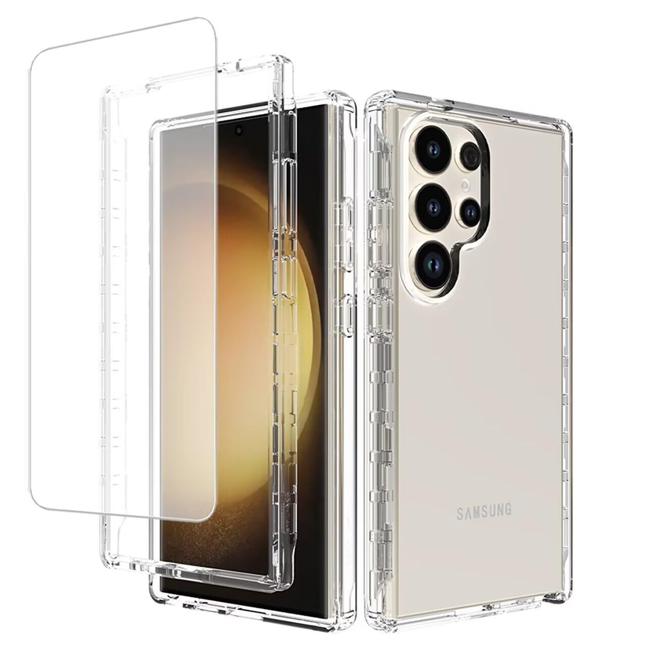 Case for Galaxy S24 Ultra 5G/Samsung S24 Ultra SM-S928U Case with Tempered Glass