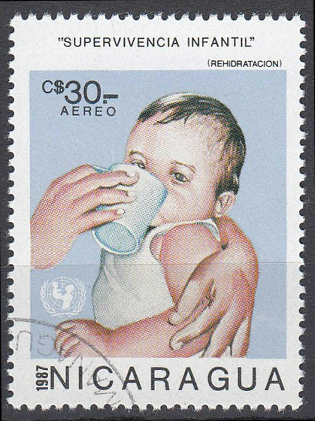 Nicaragua Stamp Stamped Fresno Mall UNICEF Max 84% OFF Health 152 Wellbeing Baby