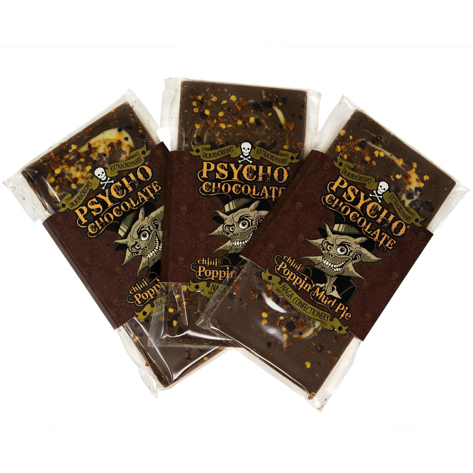 Psycho 3x Popping Candy Mud Pie Chocolate Bar With Spicy Naga Jolokia Hot Chilli