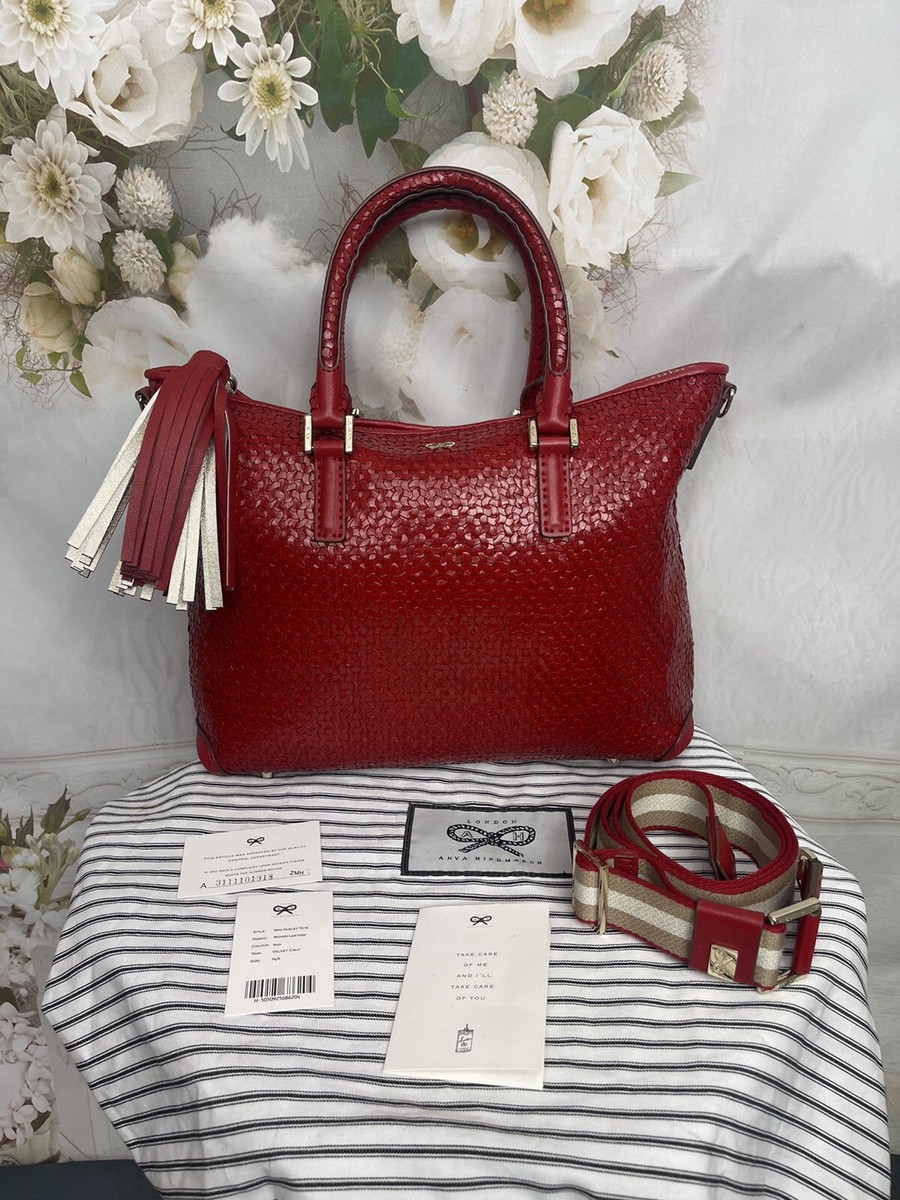 ANYA HINDMARCH Mini Huxley woven red leather tote/shoulder BRAND