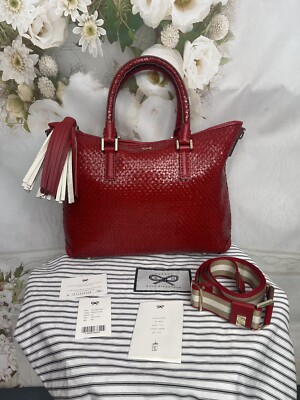 ANYA HINDMARCH Mini Huxley woven red leather tote/shoulder BRAND
