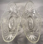 (2)Vintage Anchor Hocking Glass Banana Split Sundae Oval Boat Dish Star of David