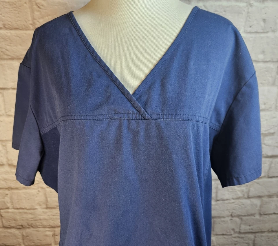 Cherokee Flexibles Womens Scrub Top Blue Size 2XL Side Stretch Panels 2 Pockets - Image 2 of 4