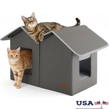 Waterproof Outdoor Cat House Insulated Shelter Easy Clean Elevated Base New