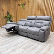 Furniture Village 'Cinemax' 3 Seater Sofa 3 Cushion Power Recliner Grey Fabric