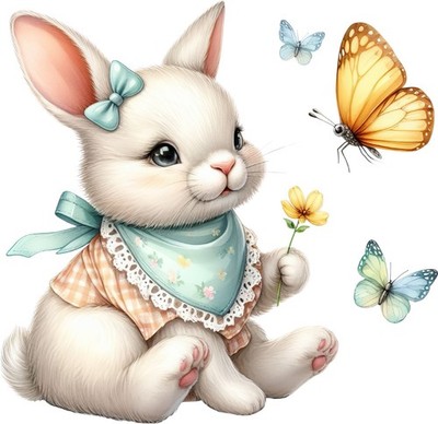 Bunny and butterfly 9x9 cm car decal sticker motif