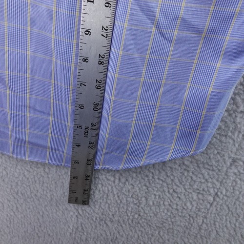 Charles Tyrwhitt Mens 16x35 French Cuff Dress Shirt Blue Checkered Non Iron - Picture 4 of 6