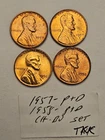 wheat penny 1957 P & D,1958 P & D LOT OF 4 RED CH BU LINCOLN CENT MS++ GEM UNC