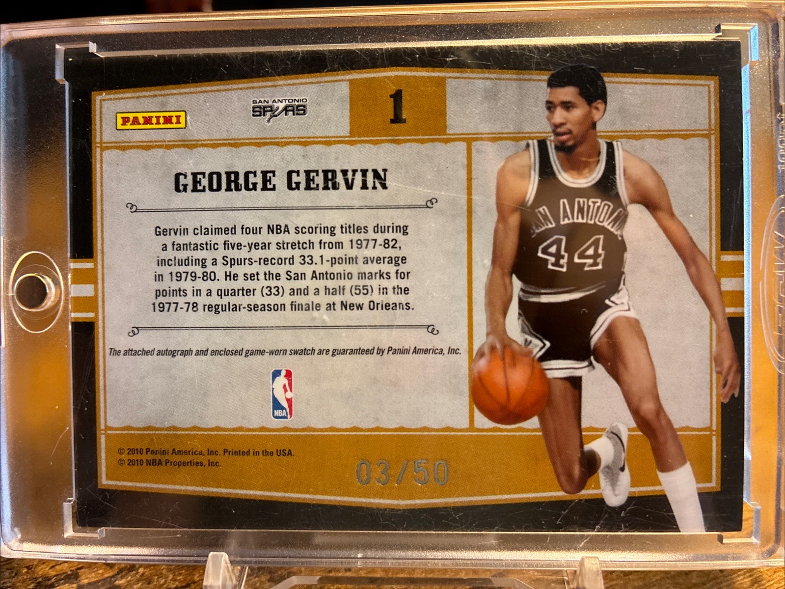 2010 George Gervin Timeless Treasures Patch Auto Game Used 3/50 view 2