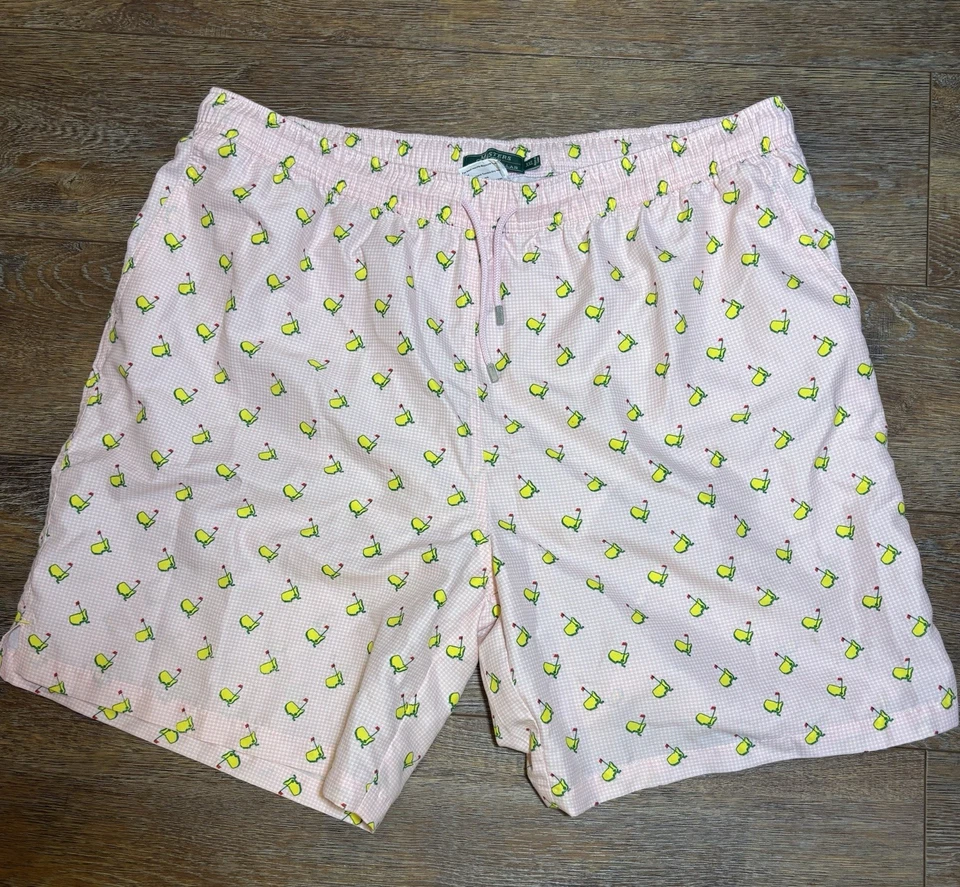 Rare Peter Millar The Masters Mesh Lined Swim Trunks Shorts Men's XXL Pink - Image 2 of 4