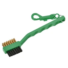 Golf Club Brush Double Sided Dust Cleaning Groove Cleaner with Clip Green