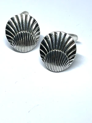Boutons de manchette coquille en argent sterling Georg Jensen Danemark Danish... - Photo 1/4
