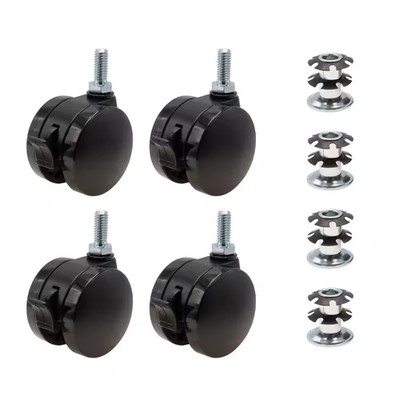 2 In. Black Furniture Swivel Brake Caster 440 Lbs. Load Rating for 1 In. Round, 