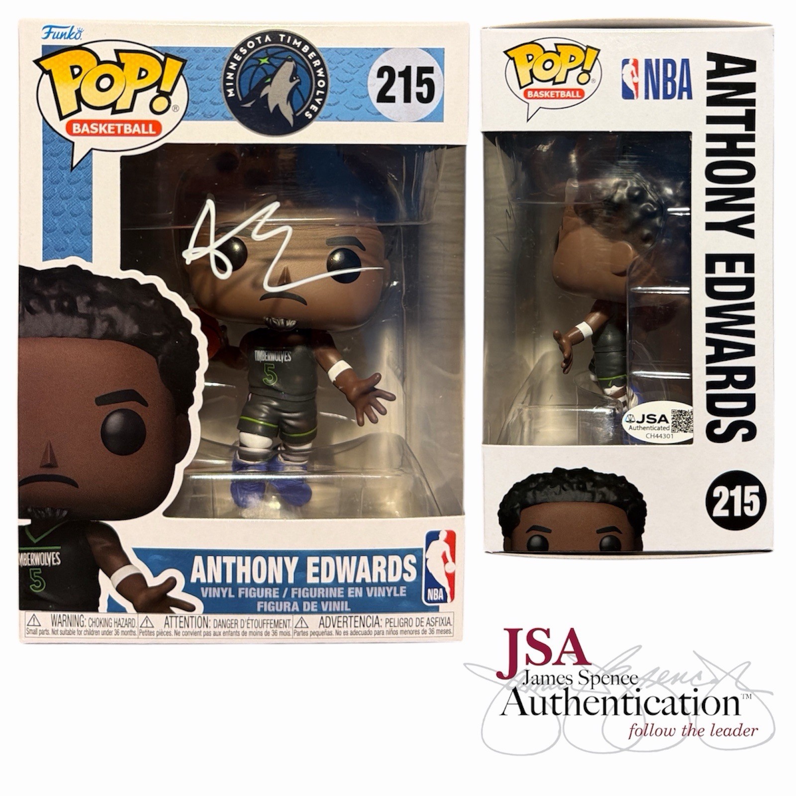 Anthony Edwards Autographed Signed Minnesota Timberwolves Funko Pop #215 Statement Edition Jersey Auto ~ JSA COA 