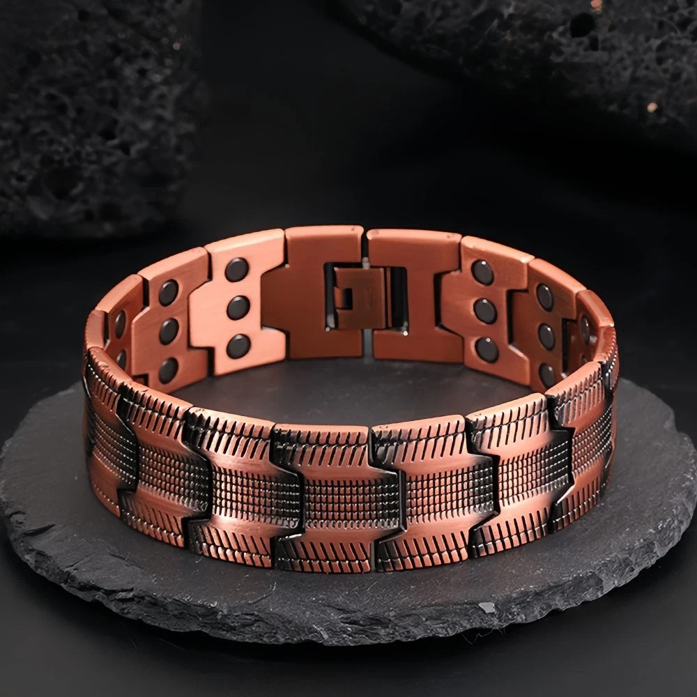 Copper Magnetic Therapy Bracelet Men Adjustable Wrist Cuff Gift Premium UK Style