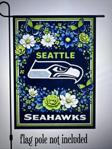 Garden Flag 12x18 Seattle Seahawks NFL Double Sided Handmade Floral Cute
