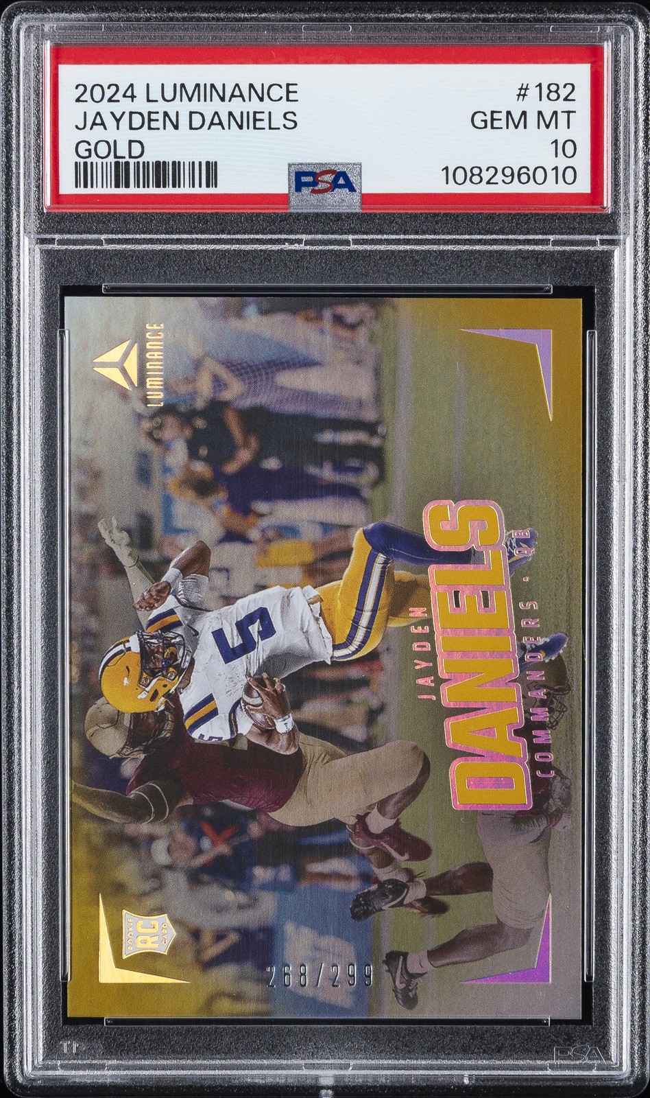 2024 PANINI LUMINANCE GOLD #182 JAYDEN DANIELS 268/299 PSA 10