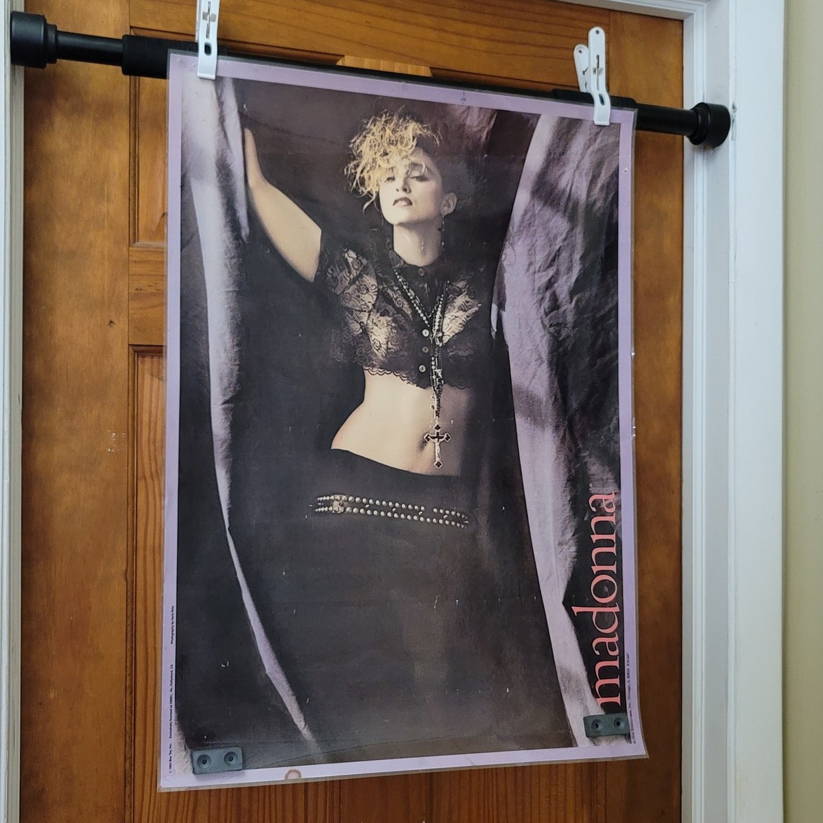 Vintage 80's Madonna Poster Black Lace Crop Top Laminated Boy Toy