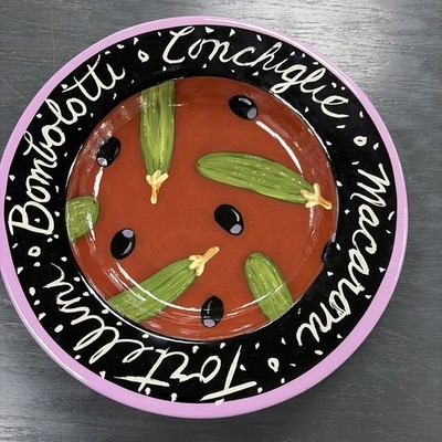Droll  Designs Tortellini, Macaroni, Conceive, Bombolotti Pasta Plate.