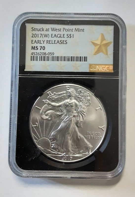 2017-(W) $1 American Silver Eagle NGC MS70 Struck West Point 1 oz Silver