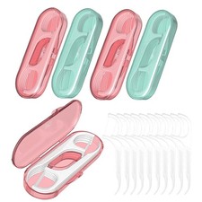 5 Pack Travel Dental Floss Pick Case with 50 1 Count Pack of 50 , Green pink