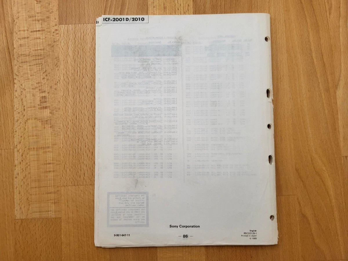 Sony ICF-2001D 2010 Service Manual Receiver Radio Weltempfänger