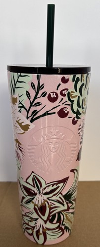 Starbucks 2022 Holiday Enchanted Forest Stainless Steel Cup -Pink - 24 oz