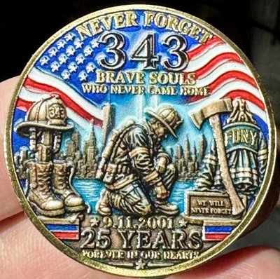 9/11 Fire Fighters Remembrance Challenge Coins Raised Surfaces 3d Feel