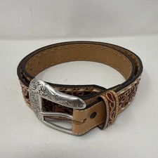 New Brown Genuine Leather Tooled 38 Belt