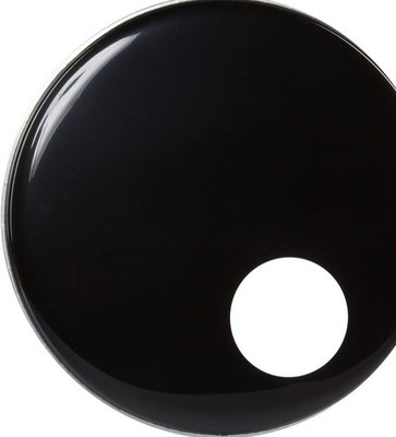 RockSolid Black Bass Drum Head Skin With Pre-Cut Bullauge + Muffelring 