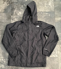 THE NORTH FACE HYVENT BLACK BOYS JACKET SIZE XL 18/20 WITH HOOD ZIP POCKETS