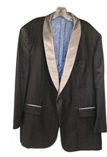 czarna kurtka smokingowa szal klapa ze srebrnym satynowym wykończeniem, Lanificio di Marzoni Włochy