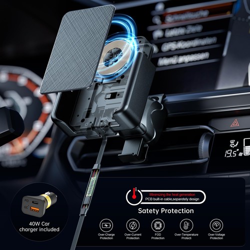 Supporto Telefono Auto Ricarica Wireless, Caricatore Wireless Auto Da 15W Porta - Foto 2 di 6