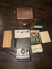Vintage Polaroid Pronto B Instant Land Camera Silver with Manuals, Case, Flash