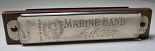 Vintage Germany .. M. Hohner MARINE BAND "G Trade Mark Harmonica Used