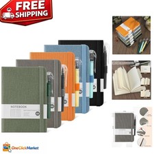 5 Pack A6 Pocket Notebooks  Pens - Durable Fabric Hardcover for Notes