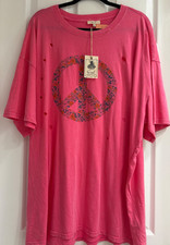 New Easel Oversized Distressed Peace Sign Gra...