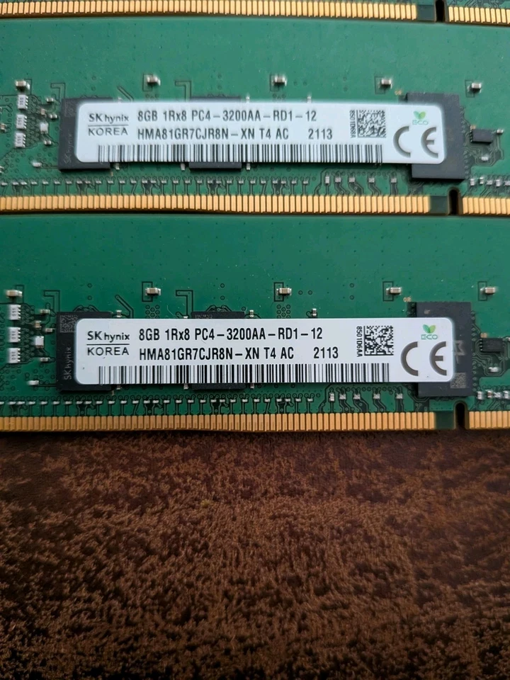 LOT 4 Hynix 8GB DDR4-3200 PC4-25600 1Rx8 ECC Server Memory RAM HMA81GR7CJR8N-XN - Image 2 of 2