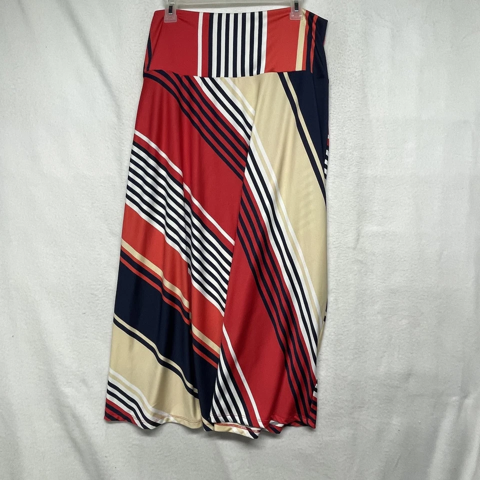 Falda Sunny Leigh MAXI para mujer pequeña grande a rayas línea A elástica vintage Y2K Foto 2 de 4