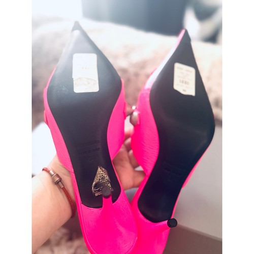 BALENCIAGA Agneau Arena Cagole 70mm Mules Pink 38/8B - Picture 7 of 12