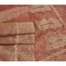 Sanskriti Vintage Golden Red Sarees Art Silk Handmade Woven Ethnic Sari Fabric