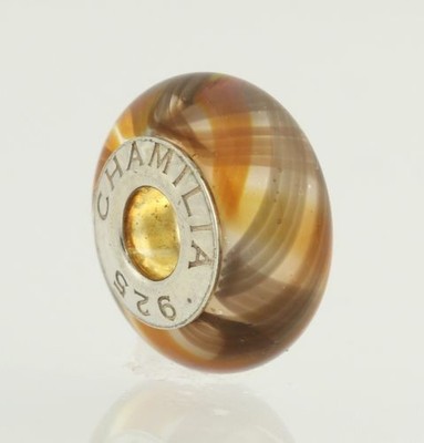 NEW Chamilia 2110-1107 Bead Charm - Sterling Silver Vivace Murano Glass Brown