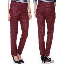 Tory Burch Drew Pants Burgundy Tweed w/ Tuxedo Stripe Size 0
