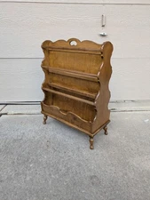 Vintage Rustic Farmhouse Country Wood Magazine Brochure Rack Shelf Spice Plate