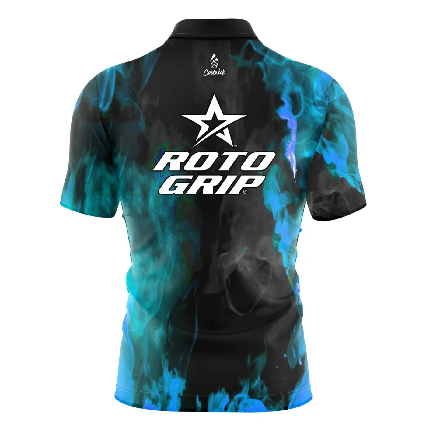 Roto Grip Blue Flame Quick Ship CoolWick Sash Zip Bowling Jersey