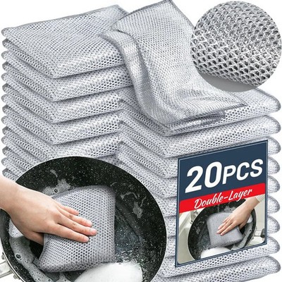 Thickened Double Sided Steel Wire Cleaning Cloths 7.87 x 7.87 Inch Microfiber